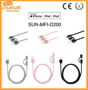 Nylon braided 2 in1 Lightning Micro USB Cable