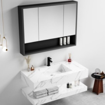 Wholesale Sanitary Ware Export: Double Rock Plate Cabinet Basin Sink with LED Mirror