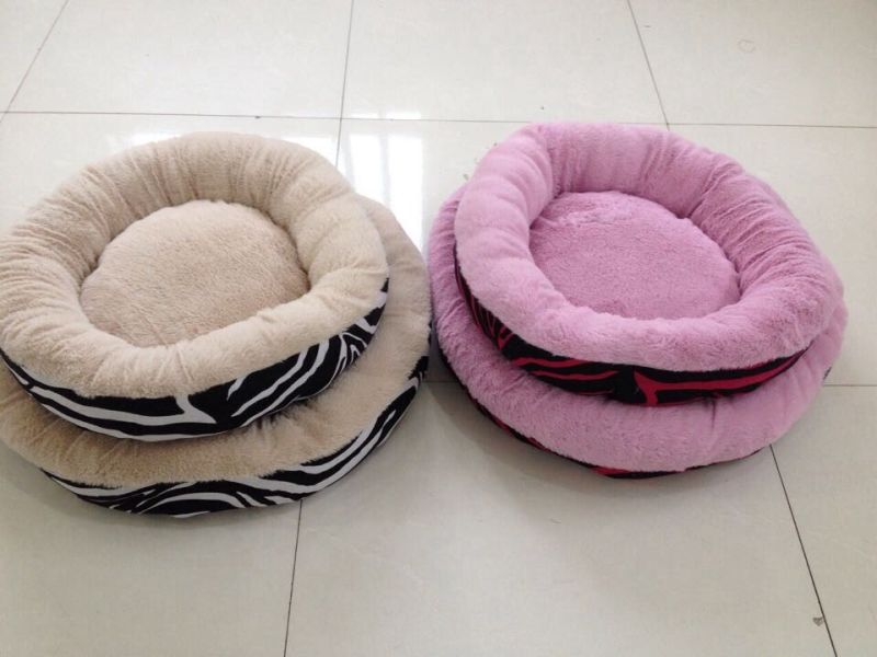 Round Shape Printed Polyester Canvas and PV Fleece Bed for Dog