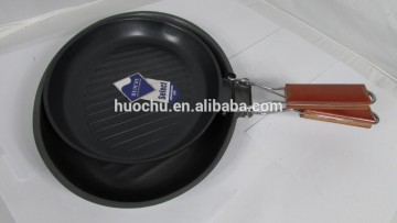 Carbon steel non stick non-stick coating oval grill roasting pan set with folding detachable handle