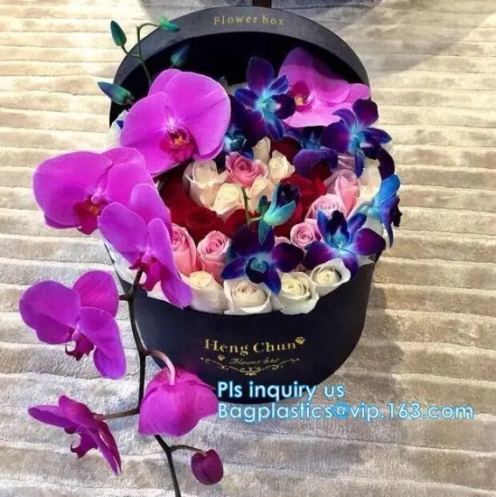 Luxury flower packaging popcorn style paper flower box, carton flower boxes with ribbon,  cardboard paper gift roses packaging