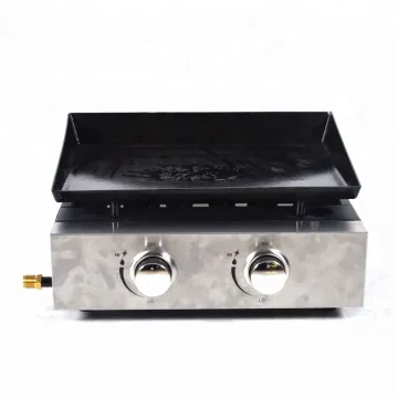 Portable gas grill tabletop 2 Burners Gas Plancha(Flattop grill)