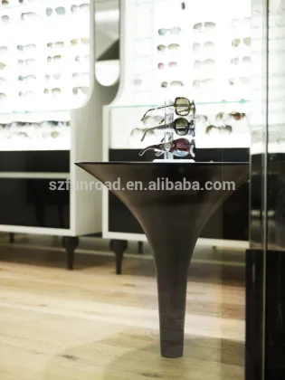 Highend wood sunshades display furnitures glass counter displays acrylic eyewear display shelf LED lighted glasses display stand