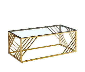2023 Top Selling Modern Metal Gold-Tempered Glass Table with Stainless Steel Legs: Luxury Home Furniture