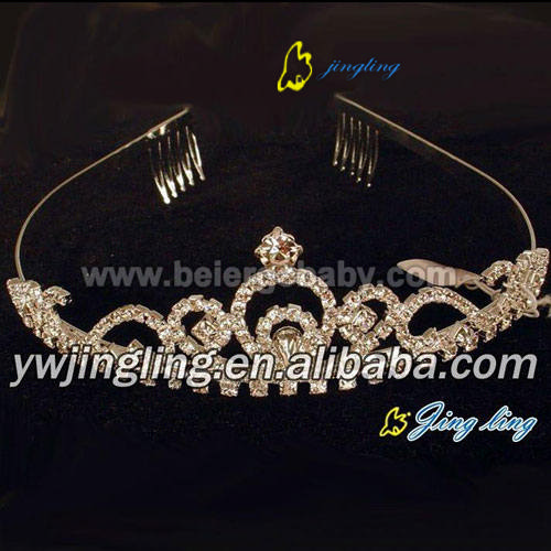 Gold rhinestone tiara pageant crowns CR-677