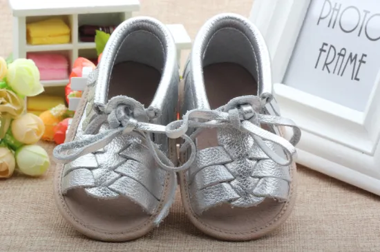 Latest Design Genuine Baby Gold Sandals Moccasin Girls Flat Sandals