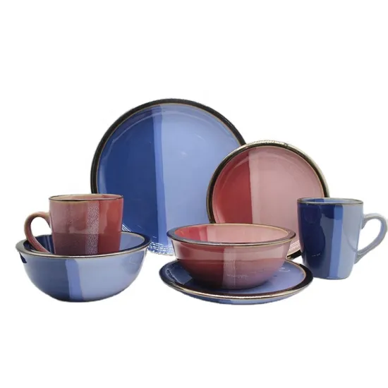 Ocean Color Glazed Stoneware Dinner Plates Sets