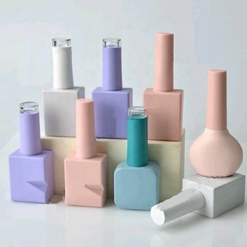 Empty Blue Glass Bottle for Nail Polish with Top Piece