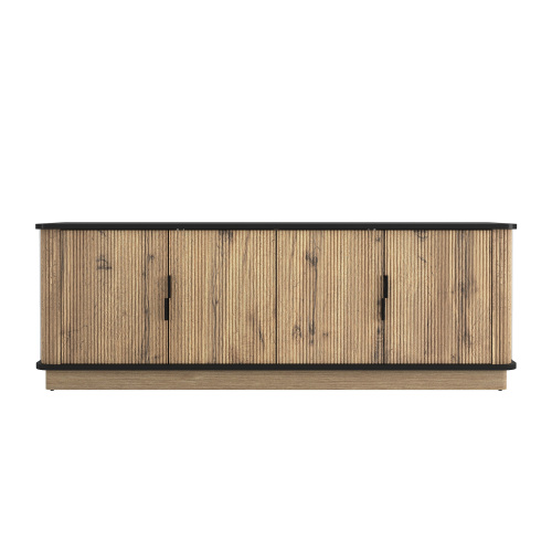 Stylish Wood Grain 4-Door TV Storage Unit