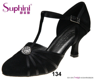 Sheep Leather Black Closed Toe Dance Shoes