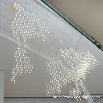 Large project modern design custom glass chandelier for hotel lobby staircase