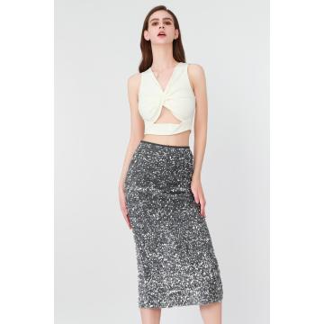 Sequined Slim Skirt, Slim Down Jacket