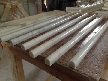 Carrara Marble Pencil Liner Bullnose 3/4"X12" Polished/Honed