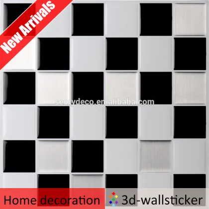 New trend product resin mosaic silver black and white tile for wall mosaic art