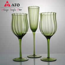 ATO Goblets verdes ondulados em estilo europeu Vintage Cup