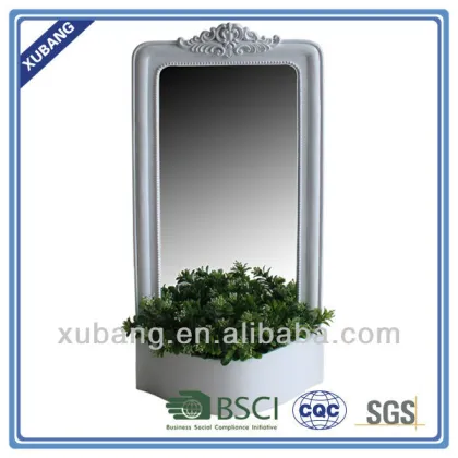 Classic makeup wall mirror with flower pot