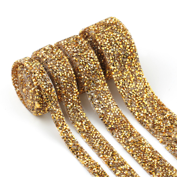 DIY Gold Rhinestone Crystal Chain Appliques for Dresses