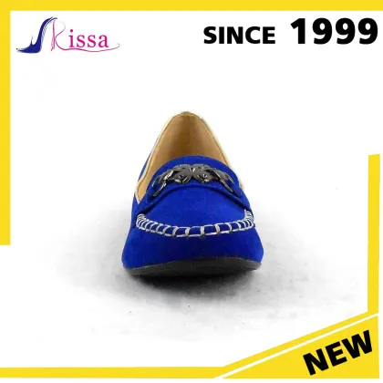 Wholesale Blue Suede Upper Women Shoes Flat Sole Boat Shoes Online