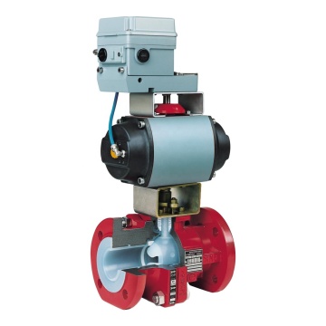 ZHTV Series Lined Vee-Ball Control Valve with Flanged Connection, Size DN15 to DN300, Stainless Steel Construction, Corrosion Resistant and Pneumatic Actuation