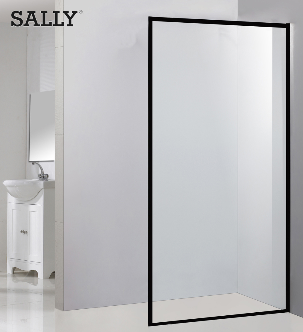 Sally Walk-in Matt-Black Framed Grid Pattern Dears Doors