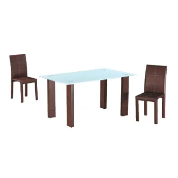 Dining Table Set, MDF Table Legs Covered Leather, Hard PVC Chairs with Stitching Line