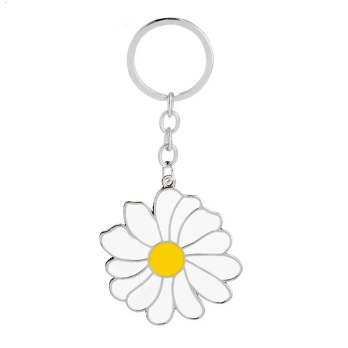 Zinc Alloy Cartoon Mini Metal Flower Charm Keychains