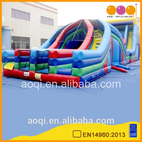 AOQI adult X-LANE obstacle course with slide inflatable obstacle challenge for sale