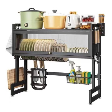 Space-Saving Dish Rack with Cover for Tidy Kitchen Sink Organization