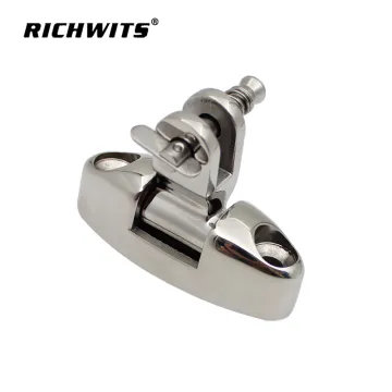 Marine Grade Bimini Top 316 Stainless Steel Swivel Deck Hinge with Removable Pin and Rubber Pad Deck Mount