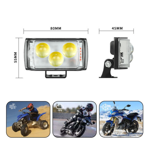 LiuHJG Motorcycle Led Lights 3 Lens Led Auxiliary Lights White Yellow Red Blue 12-80V Driving Lights with Switch