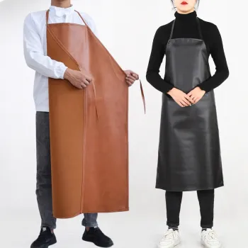 Waterproof Oil-Proof Leather Wear-Resistant Apron for Work and Home Cooking