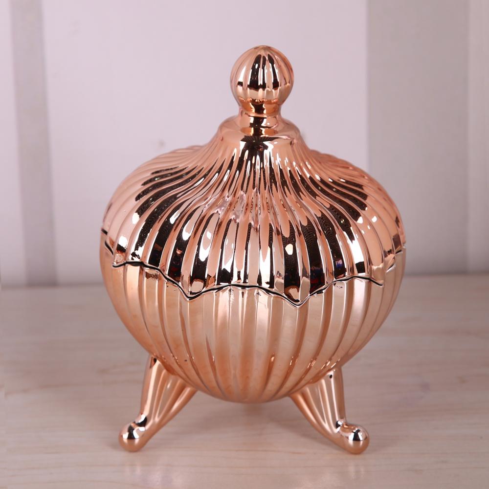 Br 1740 Coppery Glass Candy Jar With Foot Glass Candy Jar Glass Sugar Pot