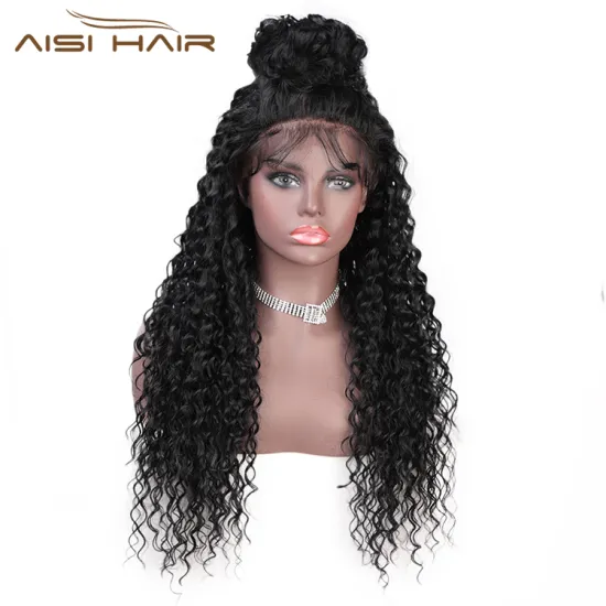 Wholesale Afro Kinky Deep Wave Natural Black Wig Curly Wave Long Lace Front Wig  Wigs For Black Women