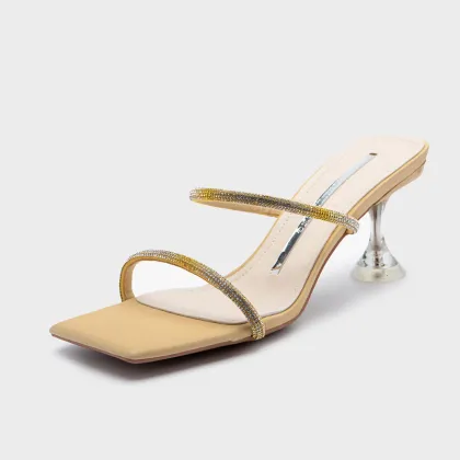 2021 crystal high heel design fashion strap sandals