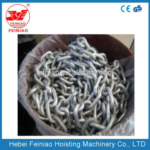 China manufacturer carbon steel iron chain with gunny bag or plastic bucket (OEM hook)