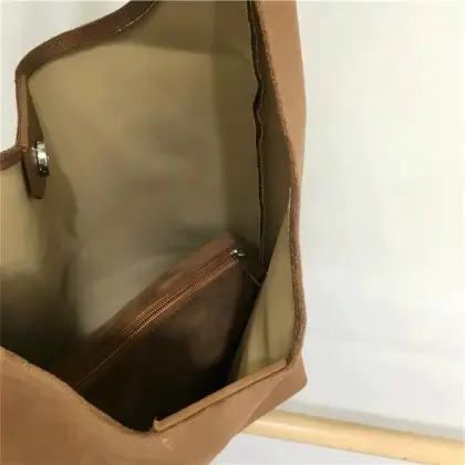 Vintage Genuine Leather & Fur Tote Bag