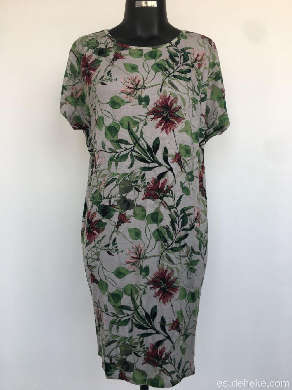 Vestido floral de punto de moda de mujer