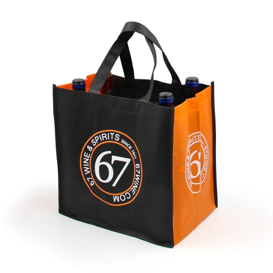 Customized Logo 6-Bottle Wine Non-Woven Shopping Tote Bag: Reusable Wine Bag for Carrying Wine Bottles