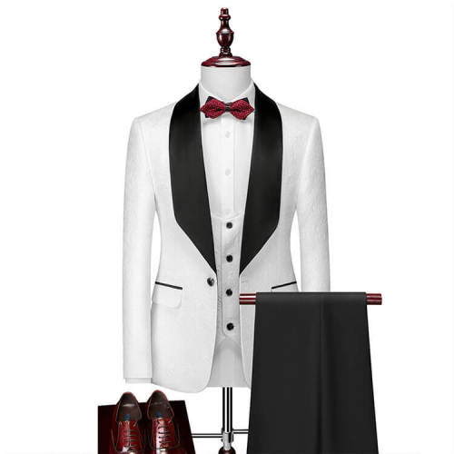 Elegant Multicolor Jacquard Fabric 3 Piece Suit