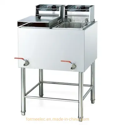 Kitchen Equipment Stand Valve Electric Fryer 1-Tank 2-Basket 8kw 27L Fryer