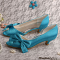 Zapatos de tacón bajo Aqua Blue para boda