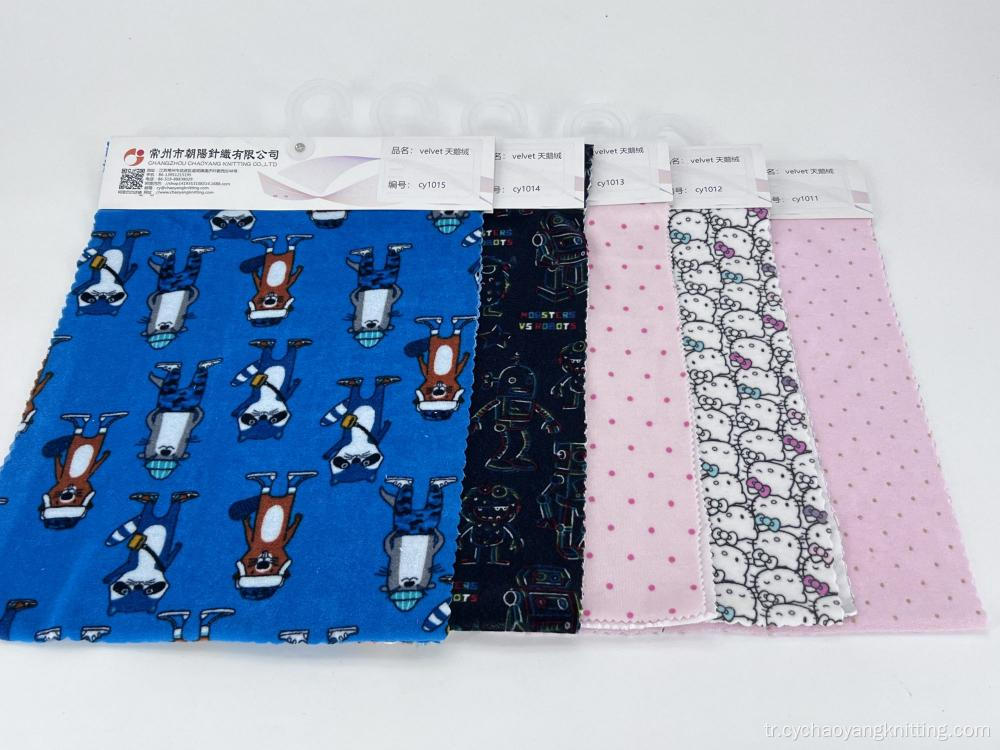 % 100 polyester kumaş süper yumuşak baskı kadife