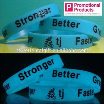 Promotional gift glow in the dark silicone bracelet