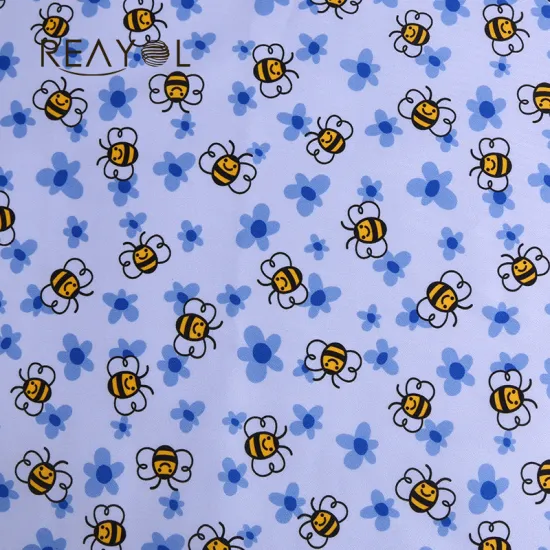 Custom Cartoon Bee Animal Digital Printed White Polyester Waterproof Fabric - Manufactured at Cheap Prices