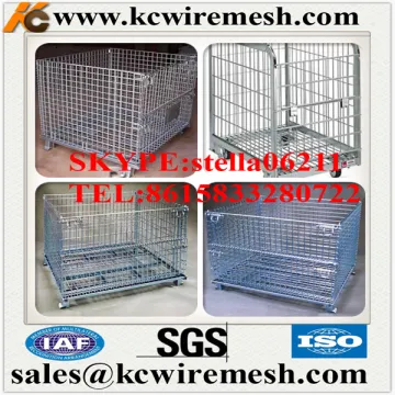 Manufacture !!!!! KANGCHEN Collapsible pallets lockable foldable iron wire bulk crates steel mesh storage & shipping container