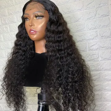 Deep Wave Lace Closure Wig Cheap Curly Brazilian 100% Virgin Natural Human Hair Wig Full Hd Transparent Lace Front Wig Vendor