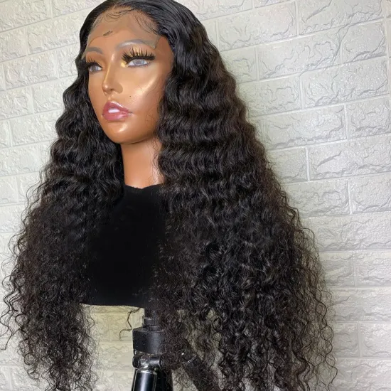 Deep Wave Lace Closure Wig Cheap Curly Brazilian 100% Virgin Natural Human Hair Wig Full Hd Transparent Lace Front Wig Vendor