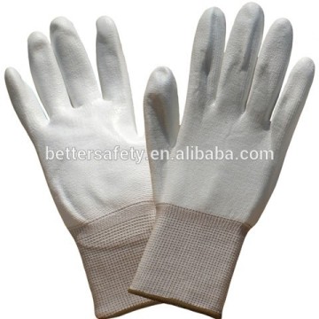 13 Guage White Nylon Liner Anti-Static PU Coated Wholesale Work Gloves