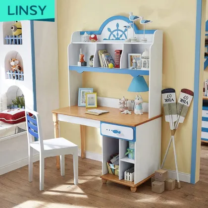 Linsy Baby Room Kid Children Study Desk with Bookshelf