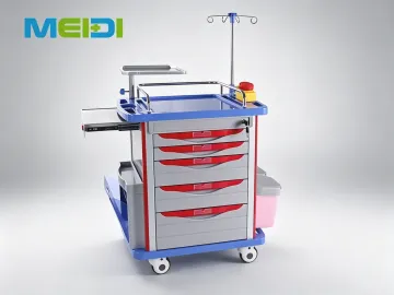 Hospital ABS Emergency Crash Cart Medical Trolley with Drawers